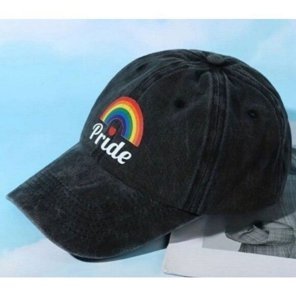 Charcoal colored Pride rainbow hat - Picture 1 of 3